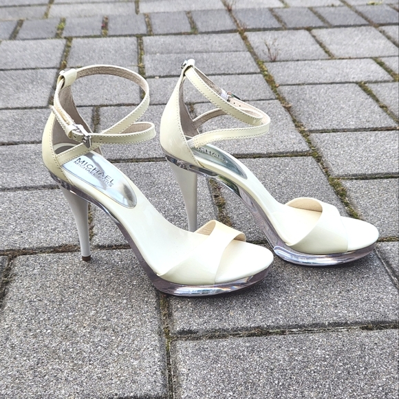 Michael Michael Kors Maribella White Clear Platform Ankle Strap Sandals 7.5 - Picture 3 of 10